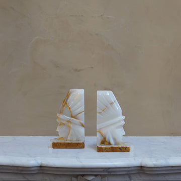 Pair of Carved Onyx Aztec Bookends
