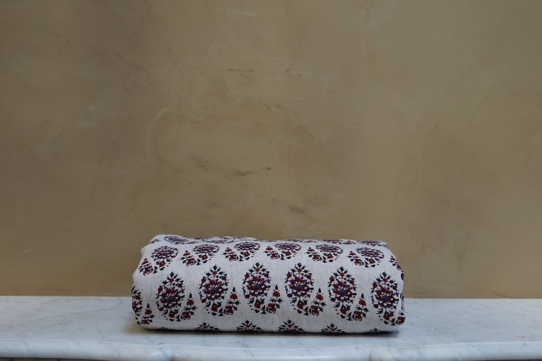 Paisley Block Printed Linen Duvet and Shams