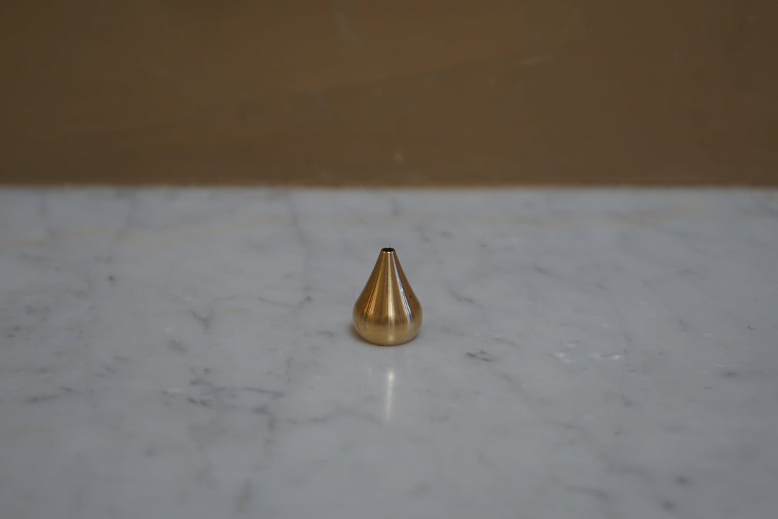 Tall Waterdrop Brass Incense Holder