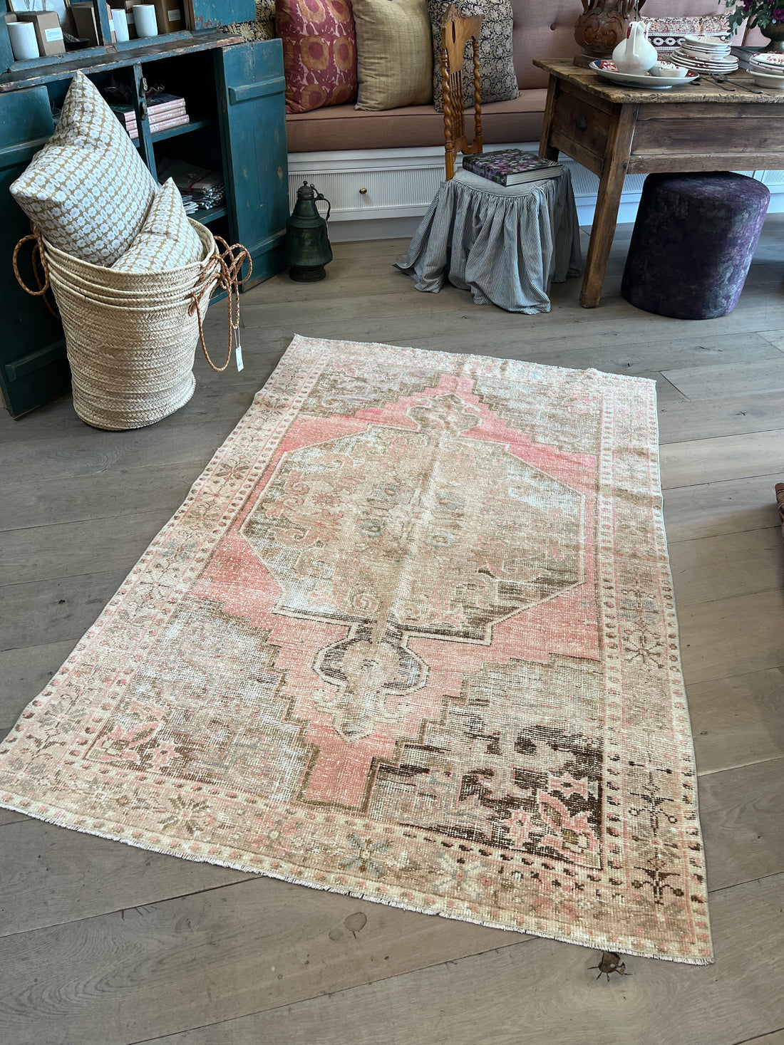 Rug # 56 - Rose, Soft Brown & Cream