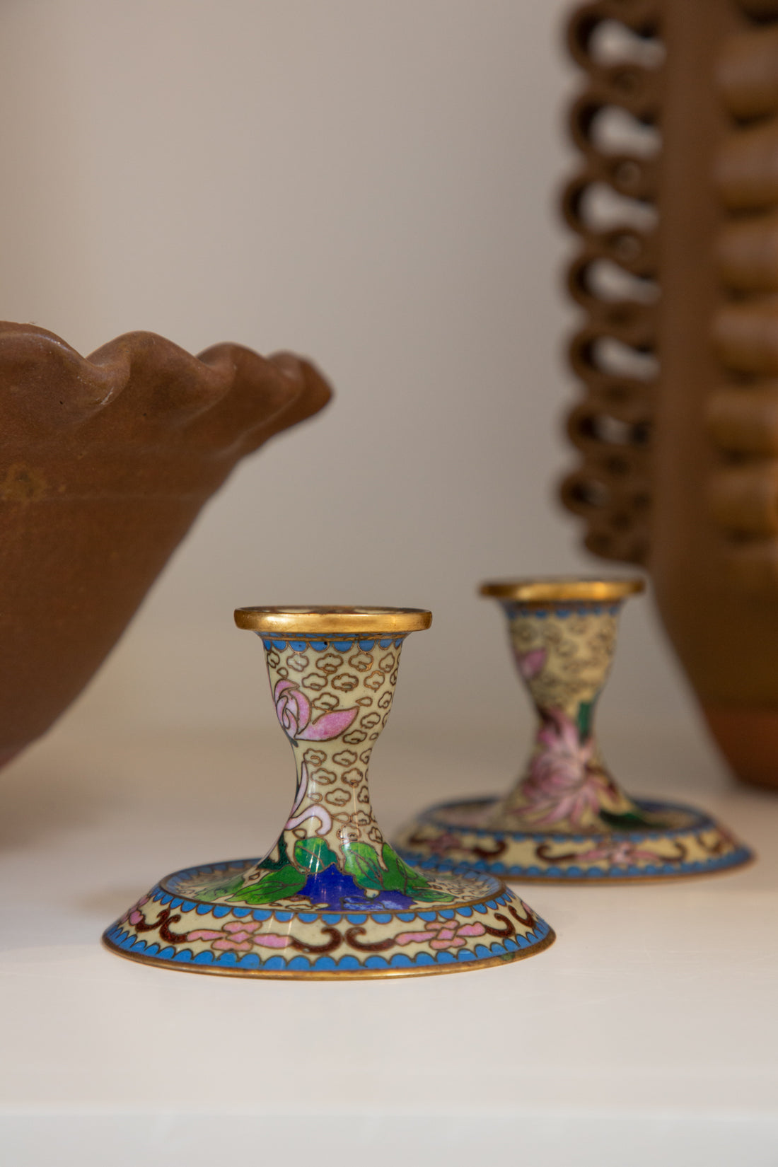 Cloisonné Candle Holders (Set of 2)