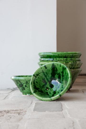 Vintage Ceramic Green Splatter Bowl