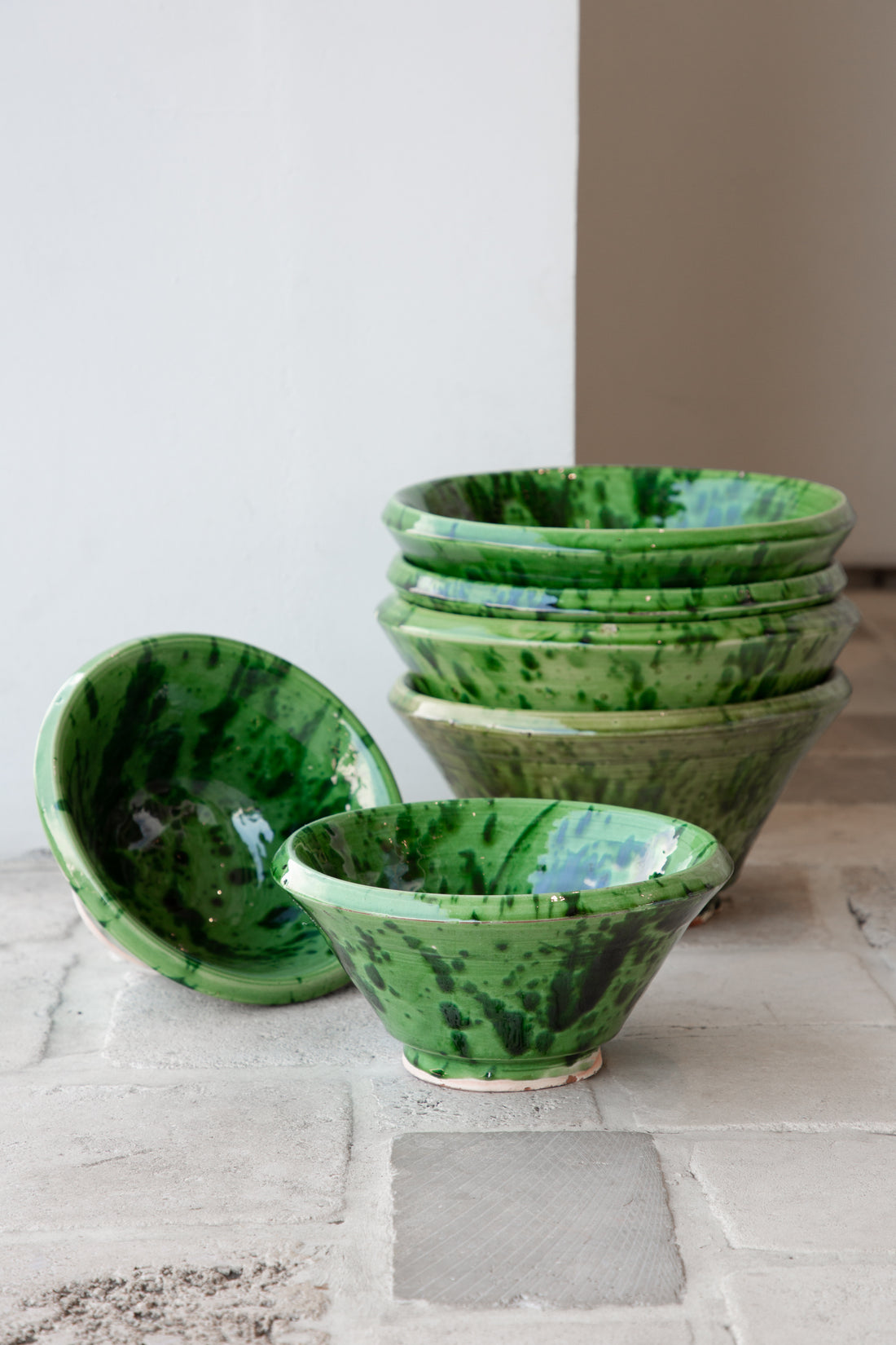 Vintage Ceramic Green Splatter Bowl