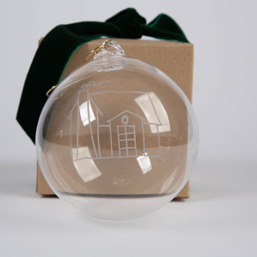 Hand Etched Glass Ornaments - Architectural Series