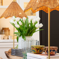 Handwoven Rattan Wicker Parasol Table Lamps