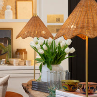 Handwoven Rattan Wicker Parasol Table Lamps