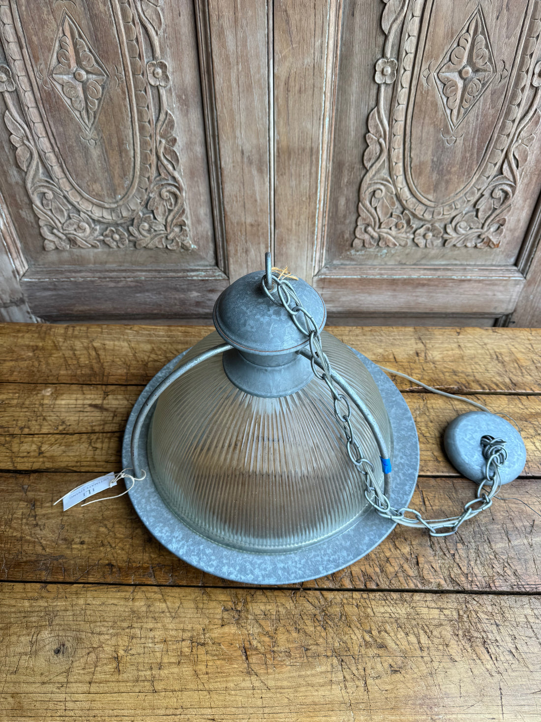 Ribbed Glass Lantern Pendant