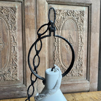 Matte Ceramic Pendant with Wrought Iron Chain