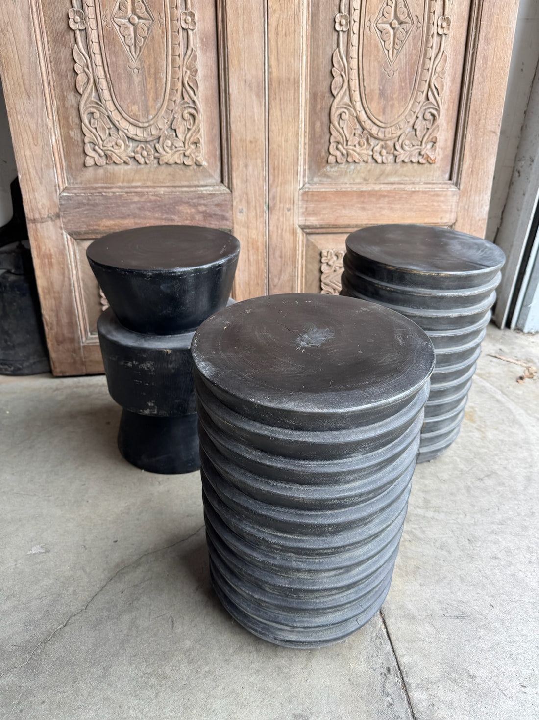 Indonesian Wood Side Table - Pair