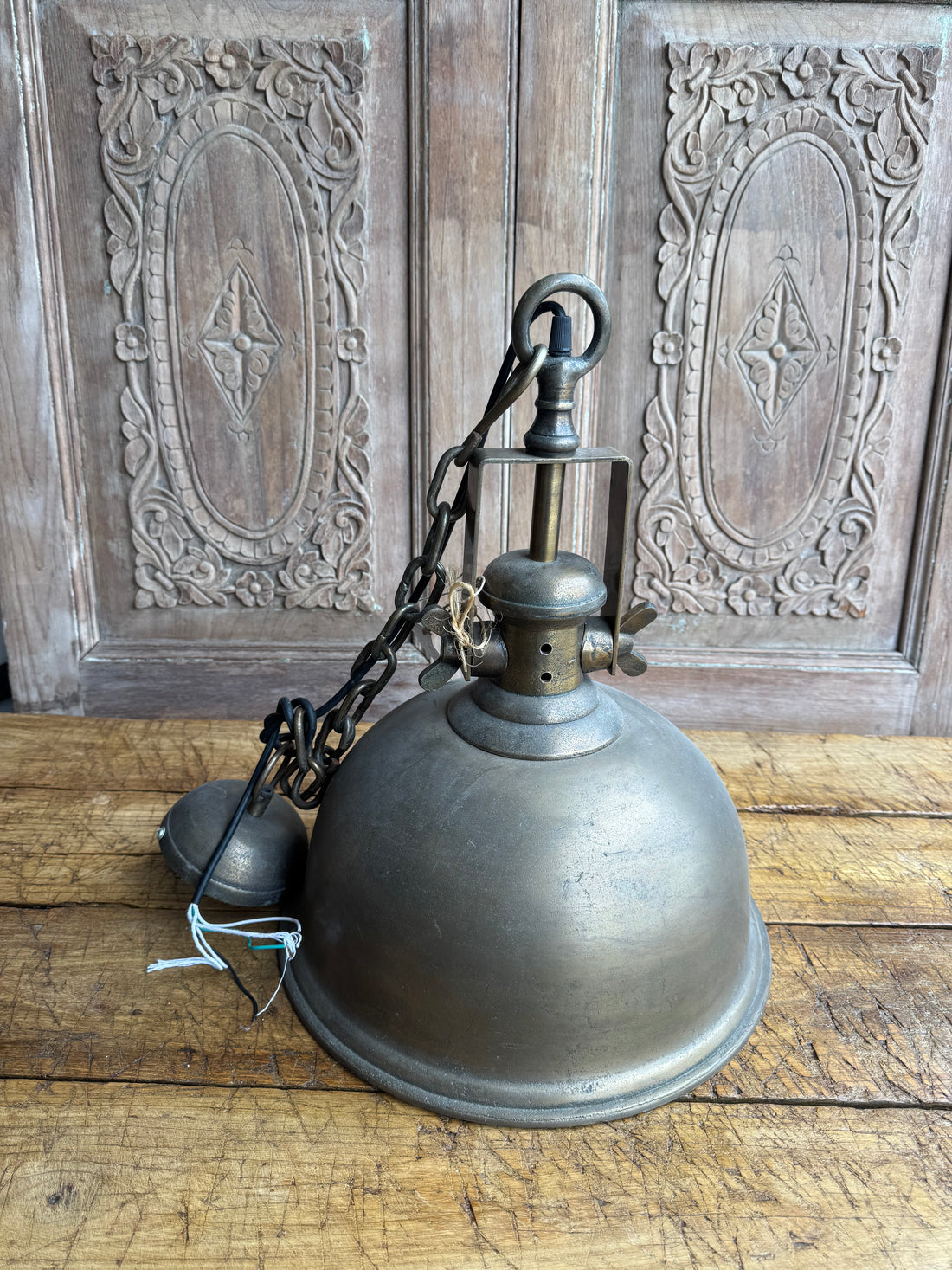 Industrial Aged Brass Pendant