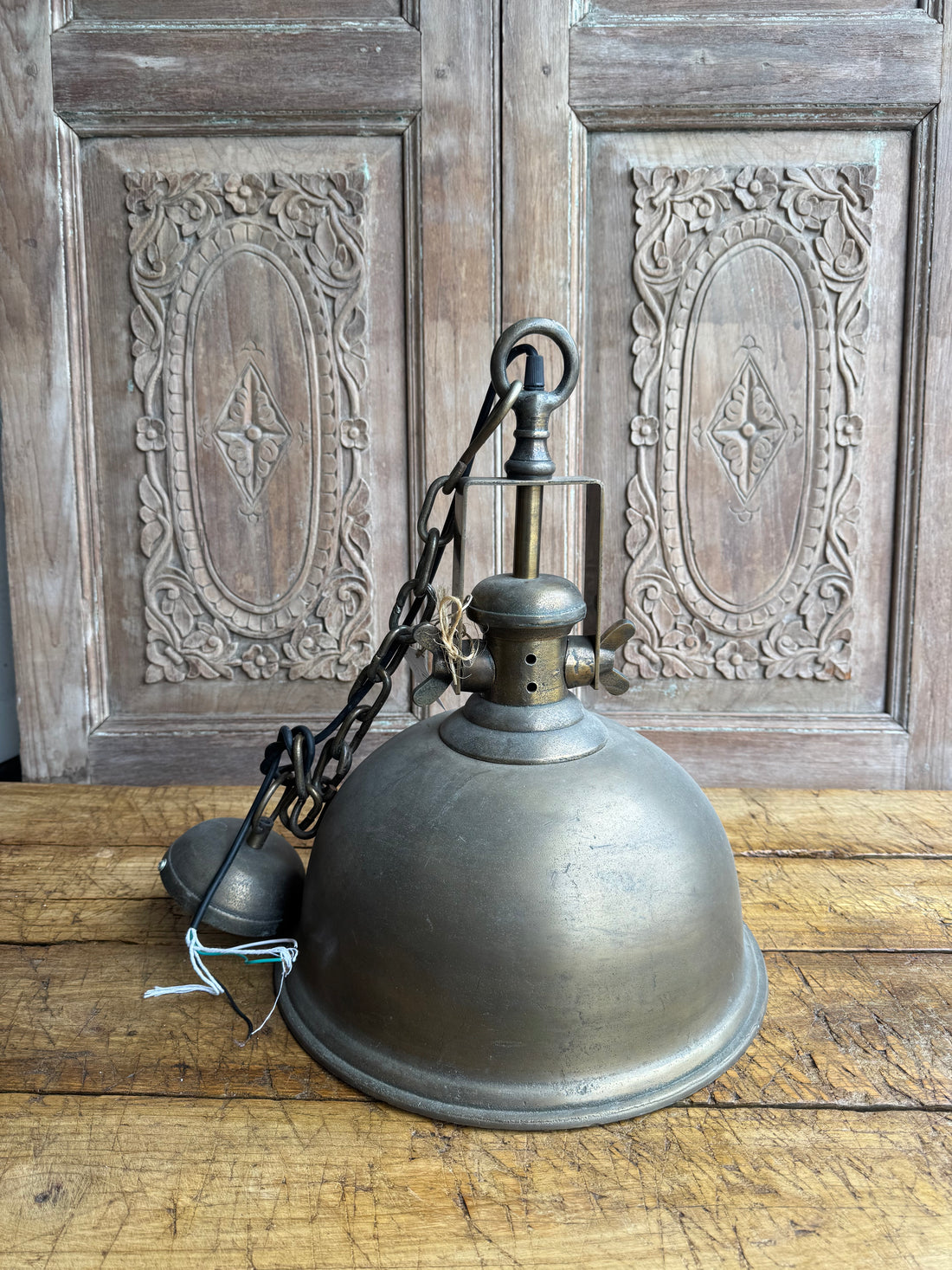 Industrial Aged Brass Pendant