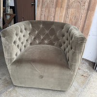 Velvet Tufted Upholstered Swivel Chair - Pair