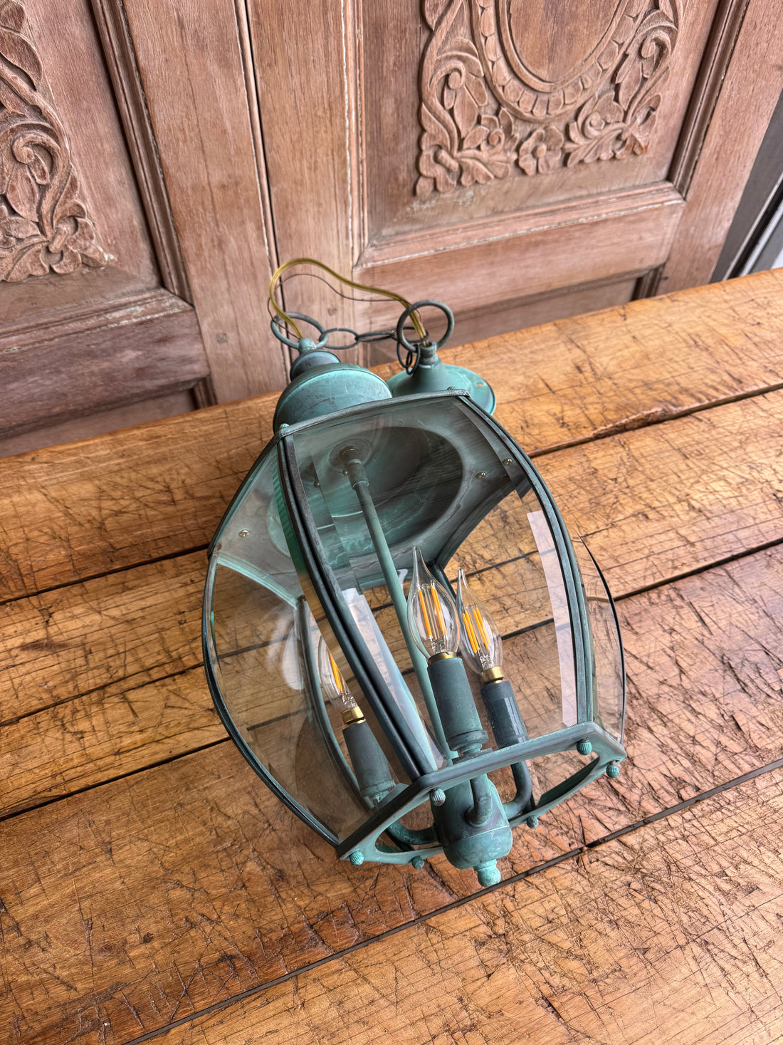 Turquoise Glass Lantern Pendant