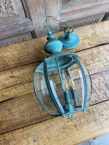 Turquoise Glass Lantern Pendant
