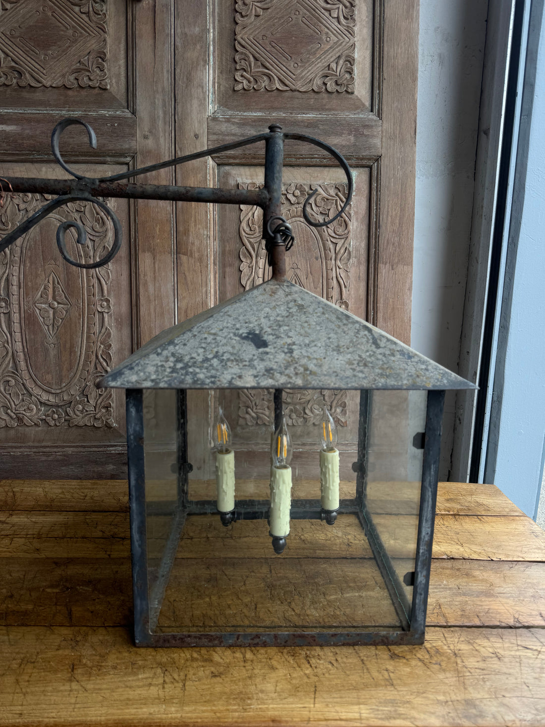 Wrought Iron Lantern Wall Sconce