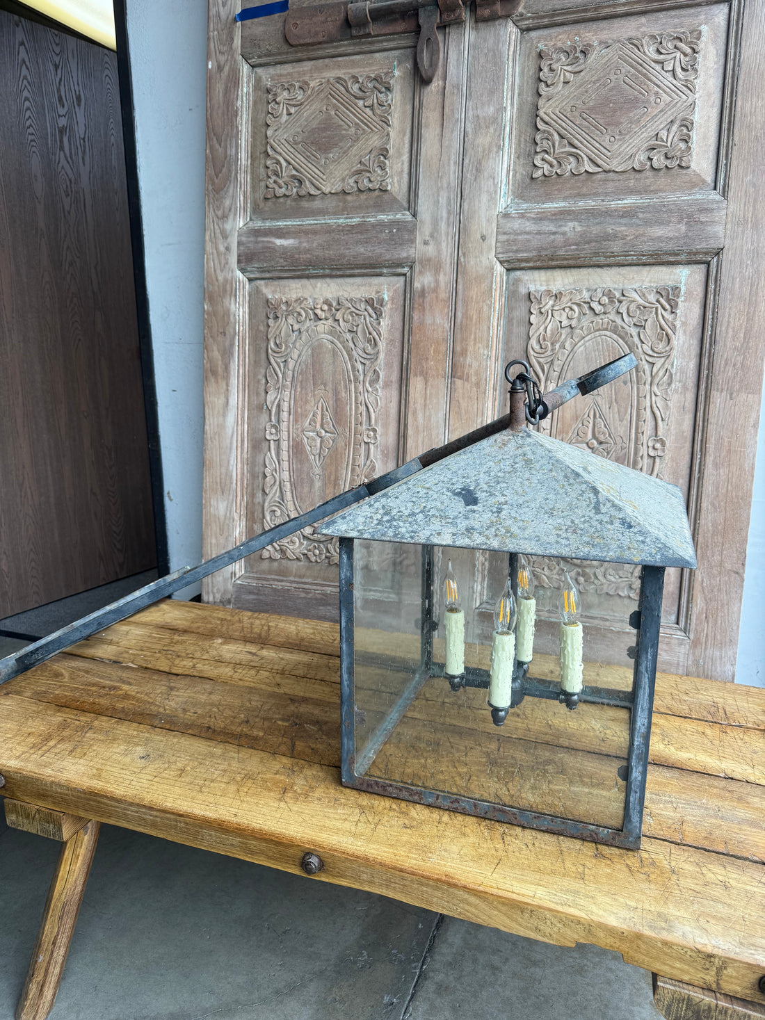 Wrought Iron Lantern Wall Sconce