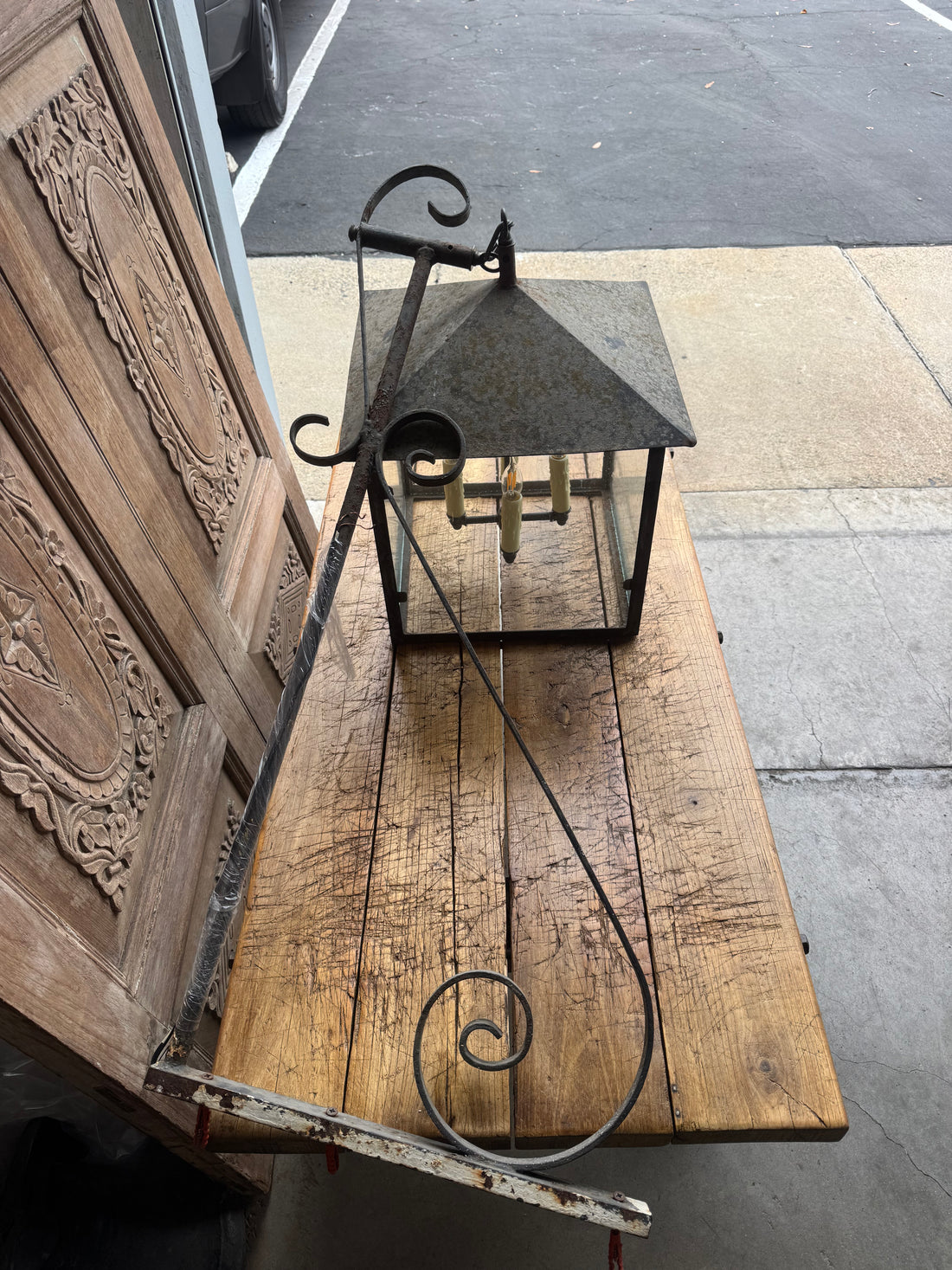 Wrought Iron Lantern Wall Sconce