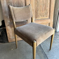 Taupe Velvet Oak Dining Chairs -