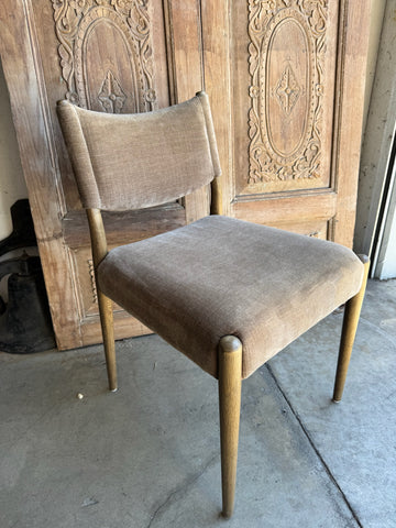 Taupe Velvet Oak Dining Chairs -