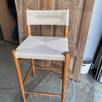 Woven Teak Bar Stools - Set of 4