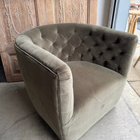 Velvet Tufted Upholstered Swivel Chair - Pair