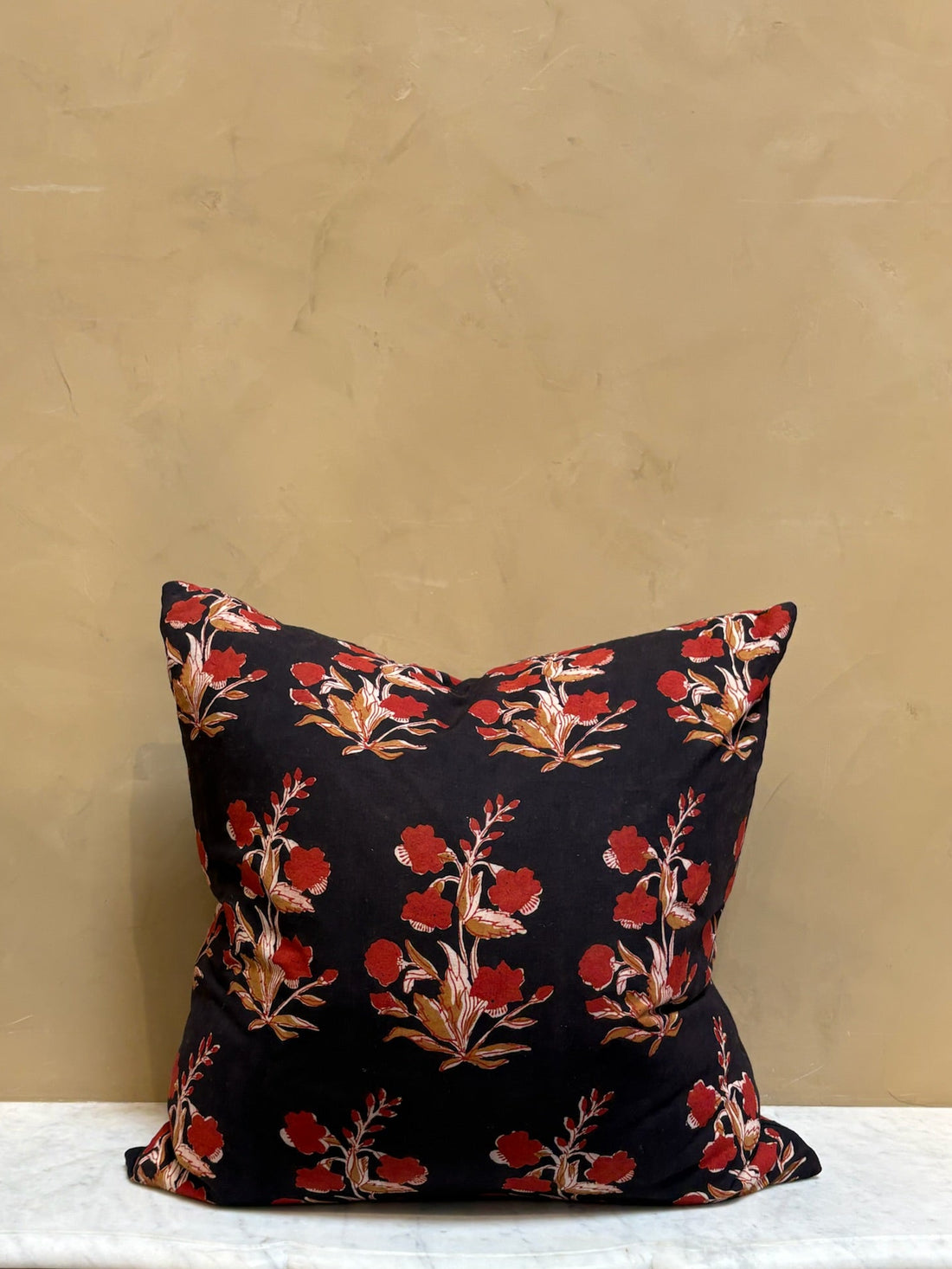 Navy Floral Block Print Pillow