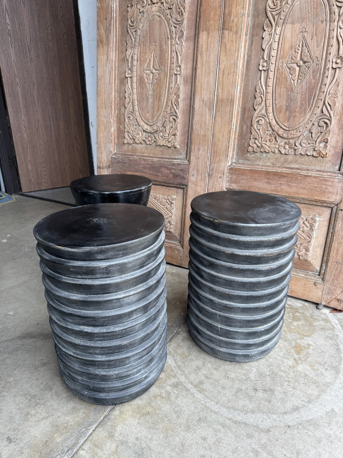 Indonesian Wood Side Table - Pair