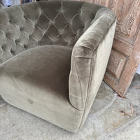 Velvet Tufted Upholstered Swivel Chair - Pair