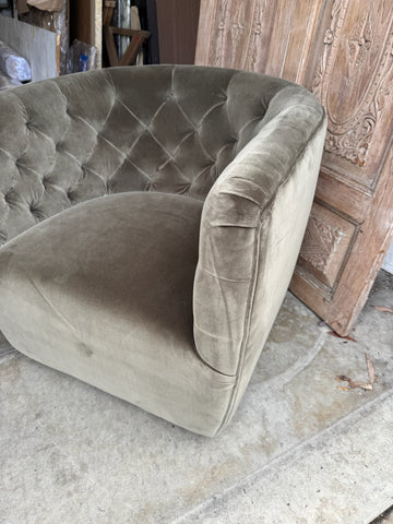 Velvet Tufted Upholstered Swivel Chair - Pair