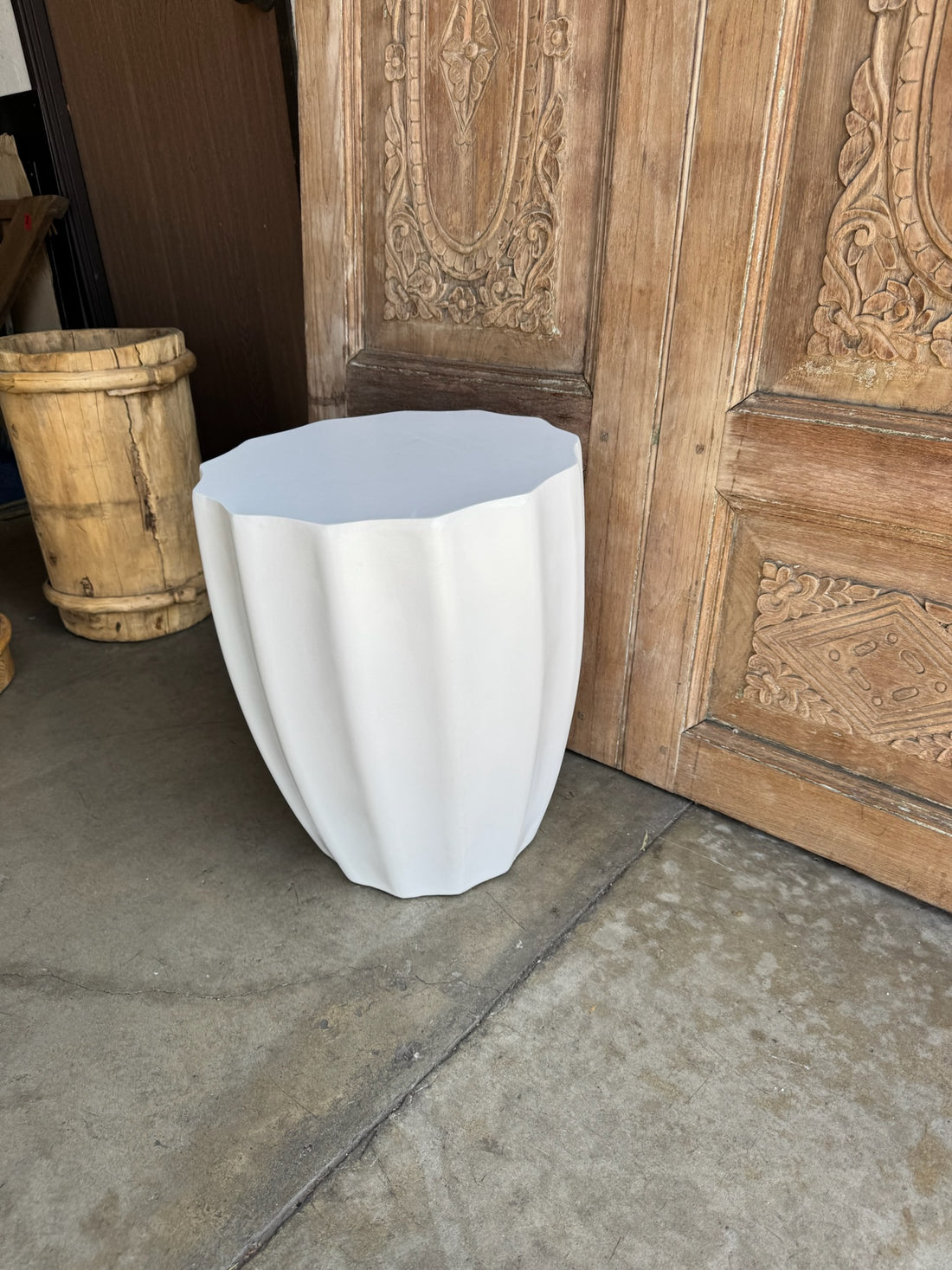 Outdoor Ribbed End Table - Pair