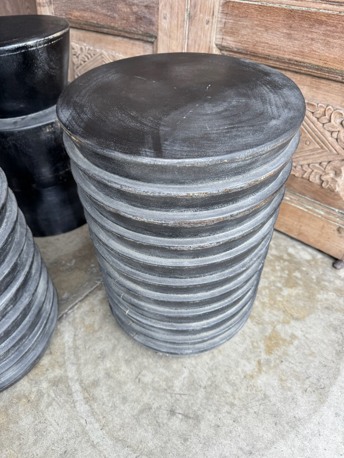 Indonesian Wood Side Table - Pair