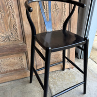 Hand Carved Sungkai Wood Counter Stools - Set of 3