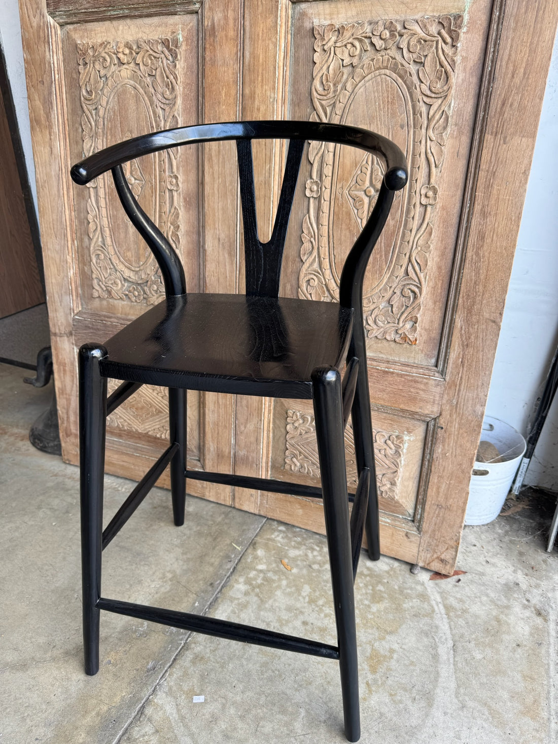 Hand Carved Sungkai Wood Counter Stools - Set of 3