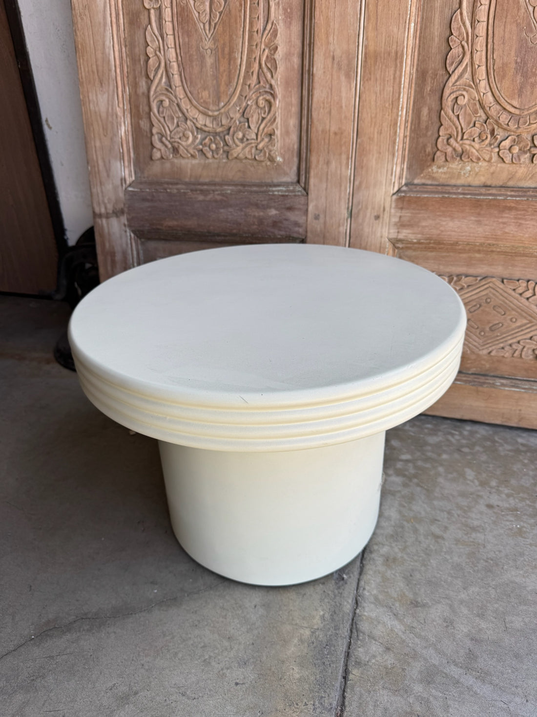 Ribbed Concrete End Table