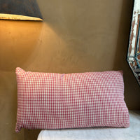 Pink gingham lumbar pillow