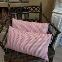 Pink gingham lumbar pillow