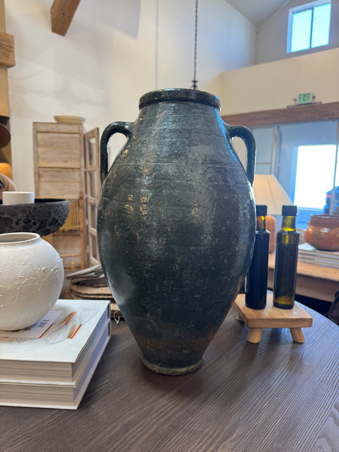Green Olive Jar with Handles