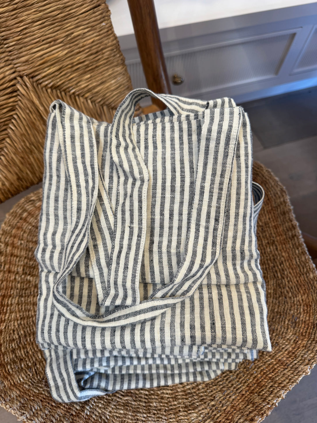 Stripped Linen Tote