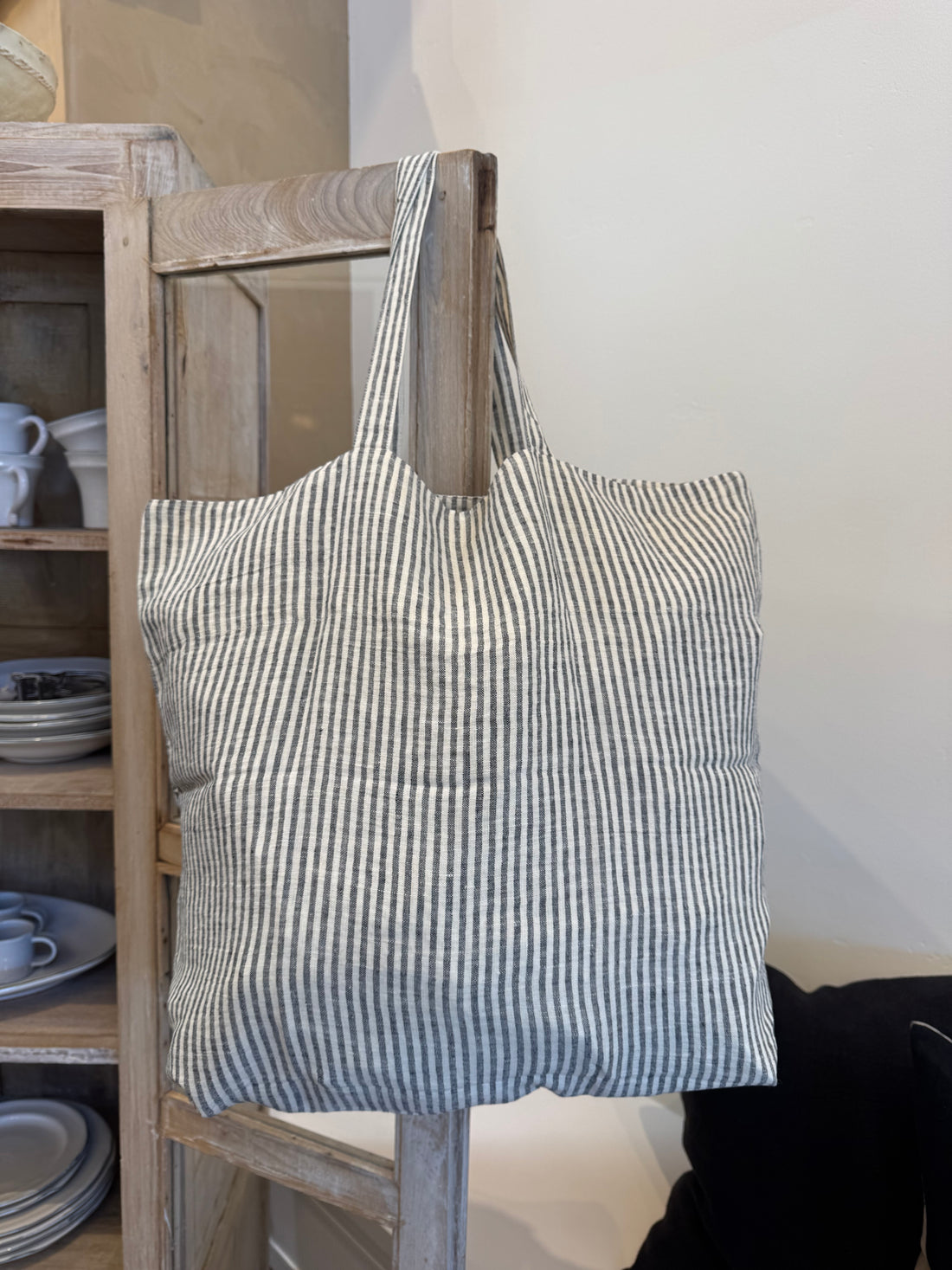 Stripped Linen Tote