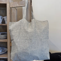 Stripped Linen Tote
