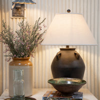 Black Terracotta Jar Lamp with Shade