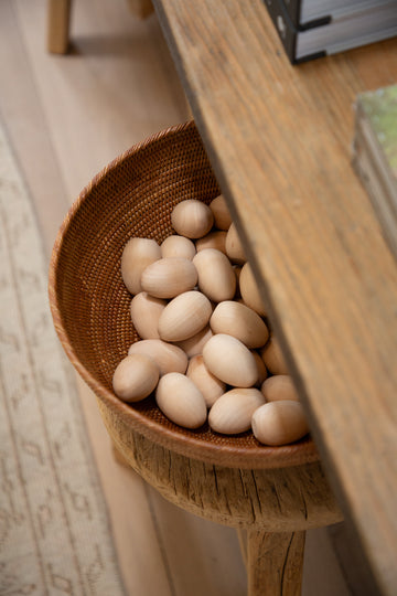 Hand Carved Wooden Eggs Set