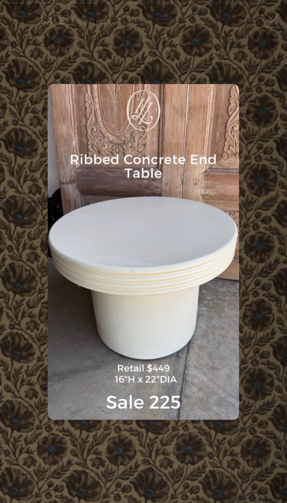 Ribbed Concrete End Table