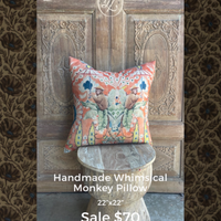 African Monkey Textile Pillow