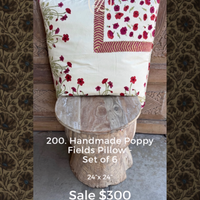 Handmade Poppy Fields Pillow - (S/6)