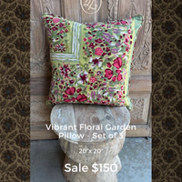 Bright Painted Flower Pillow - Set of 3