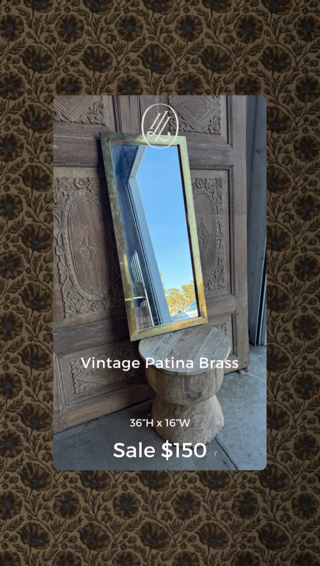 Vintage Patina Brass Mirror