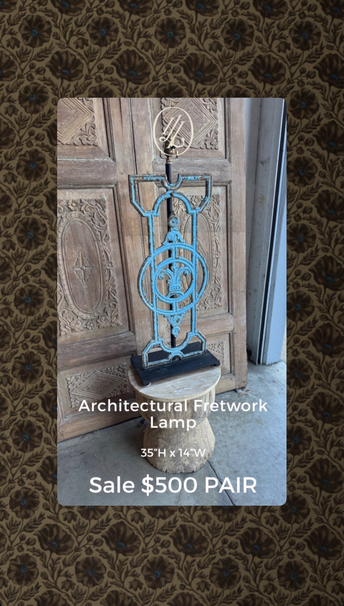 Architectural Fretwork Lamps - Pair