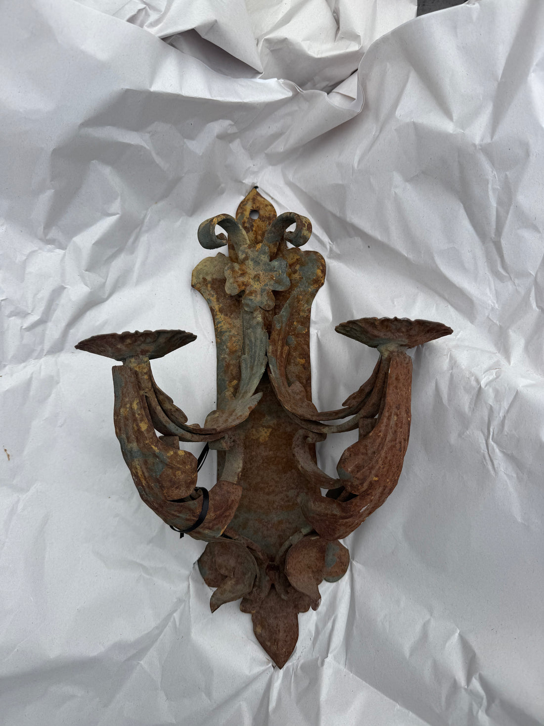 Pair of Patina Candelabra Sconces