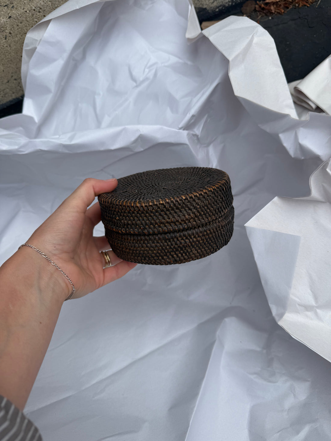 Finely Woven Round Lidded Grass Box
